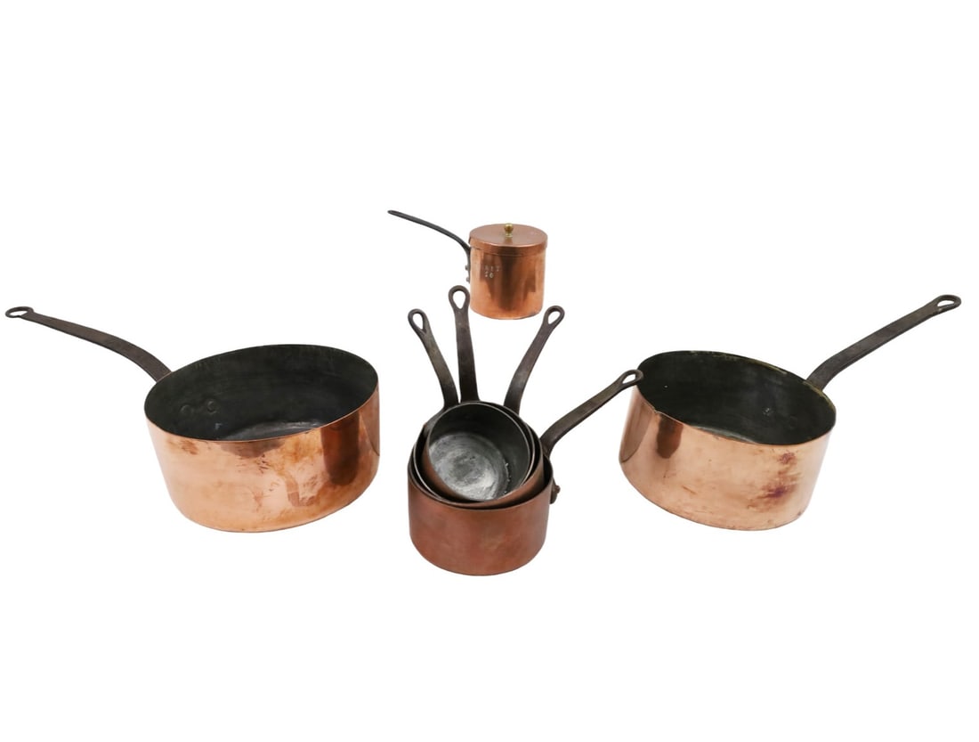7PC LOT OF FRENCH COPPER COOKWARE (1 of 4)