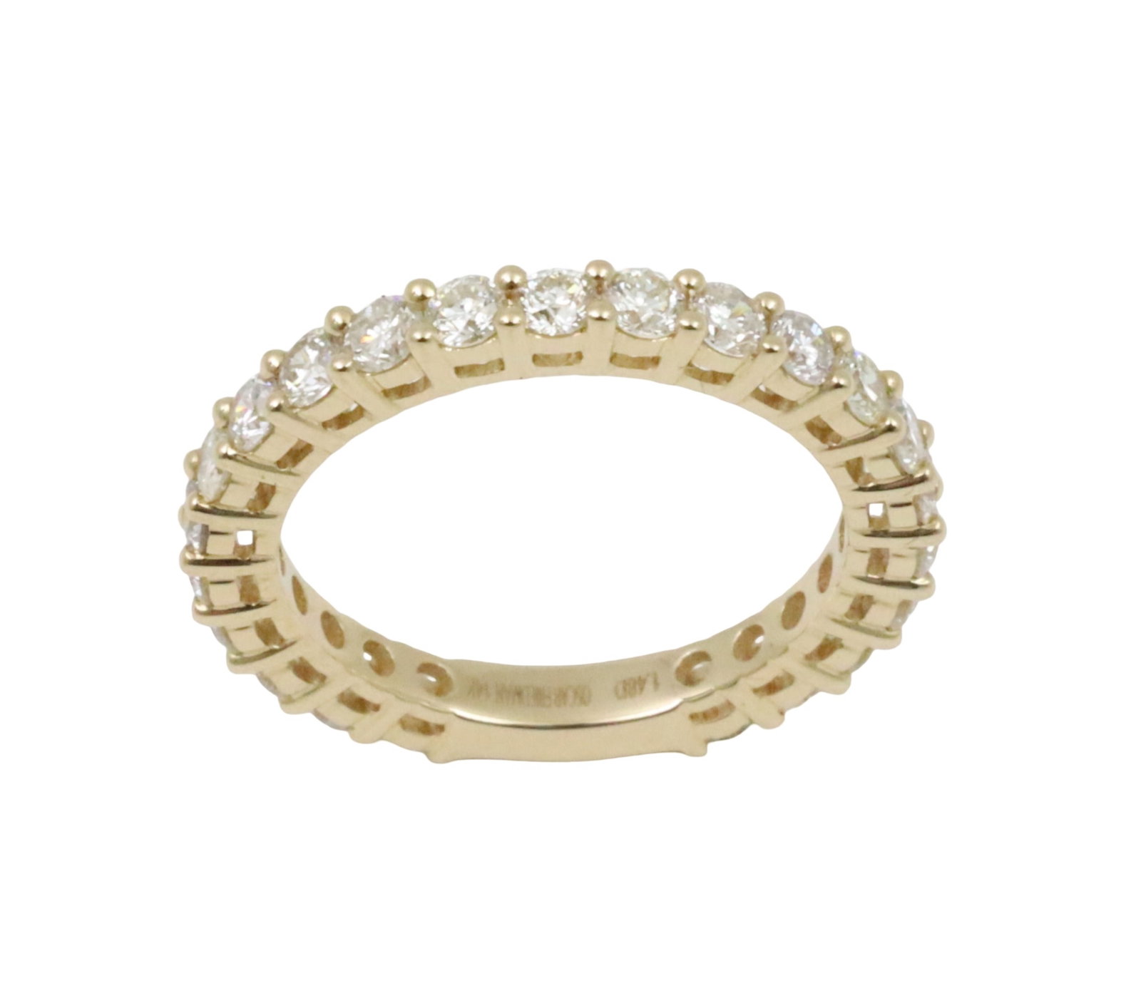 14K GOLD DIAMOND RING: 14k yellow gold ring with 23 round diamonds weighing 1.48cts. gross weight is 3.1grams. Pleaes see all photos and appraisal. size 6.75 Note: this lot must be paid by bank wire transfer