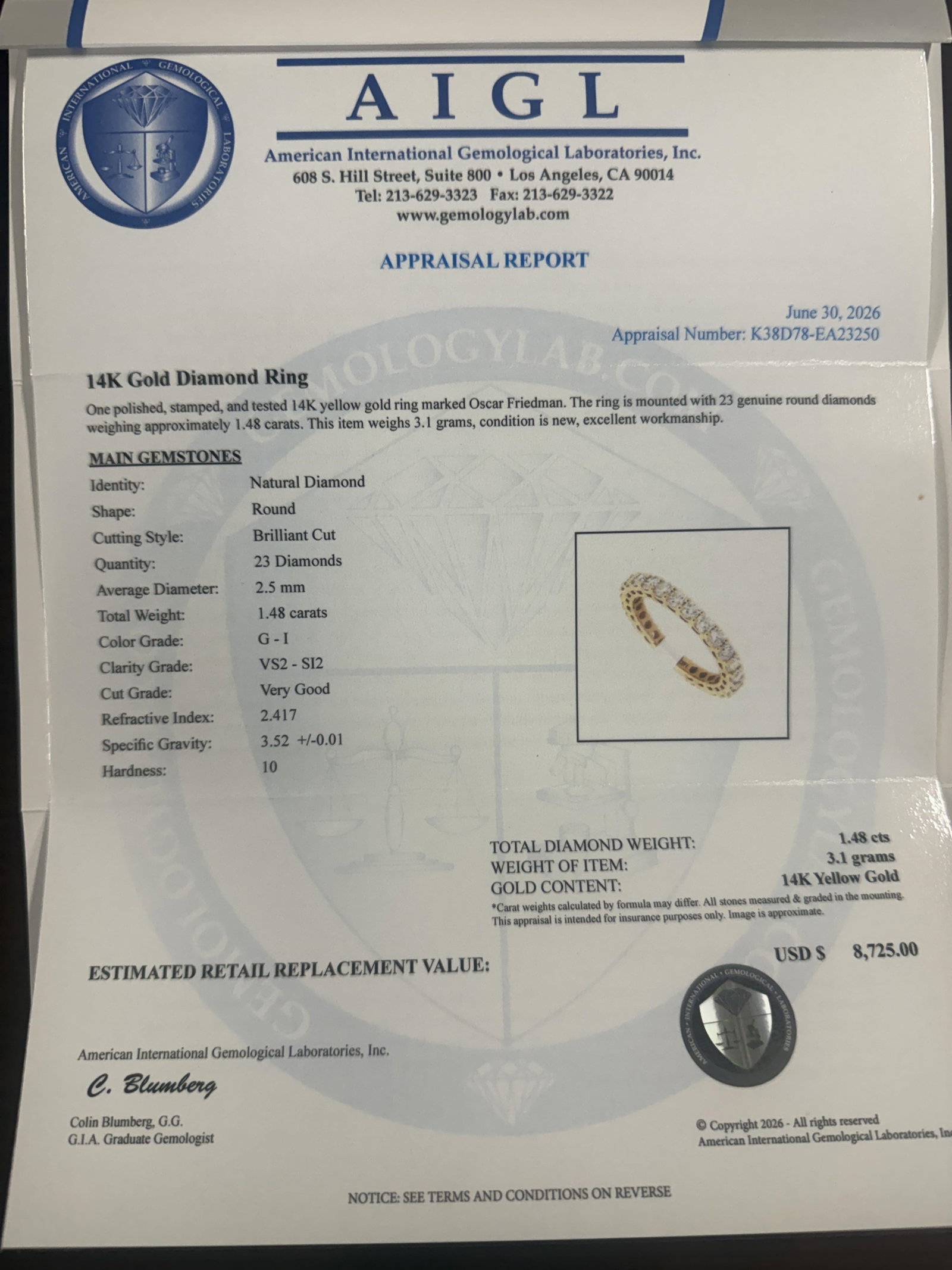 14K GOLD DIAMOND RING - 5