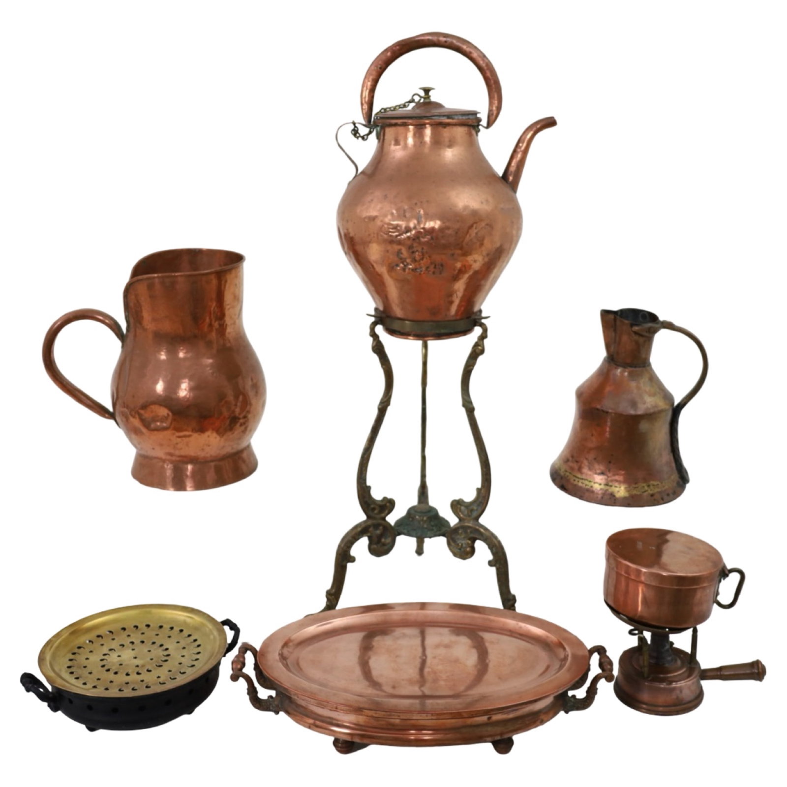 GROUP OF ANTIQUE COPPER VESSELS (1 of 5)