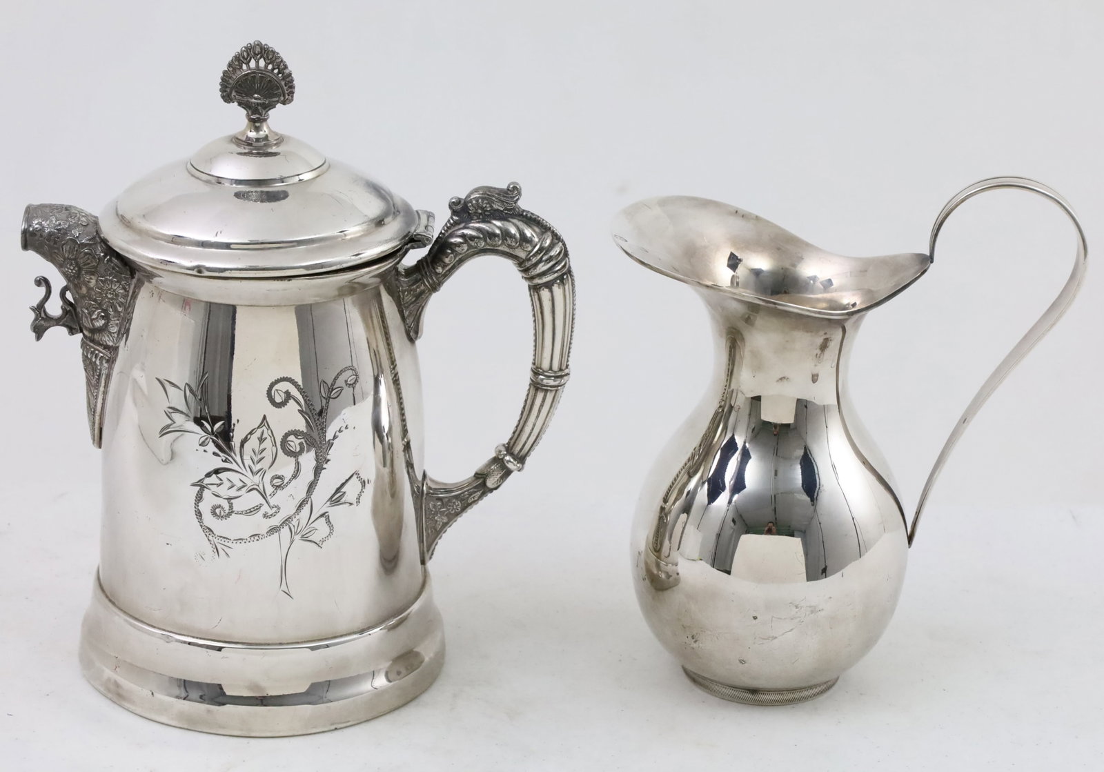 TWO SILVER PLATE TEA PITCHERS - 7