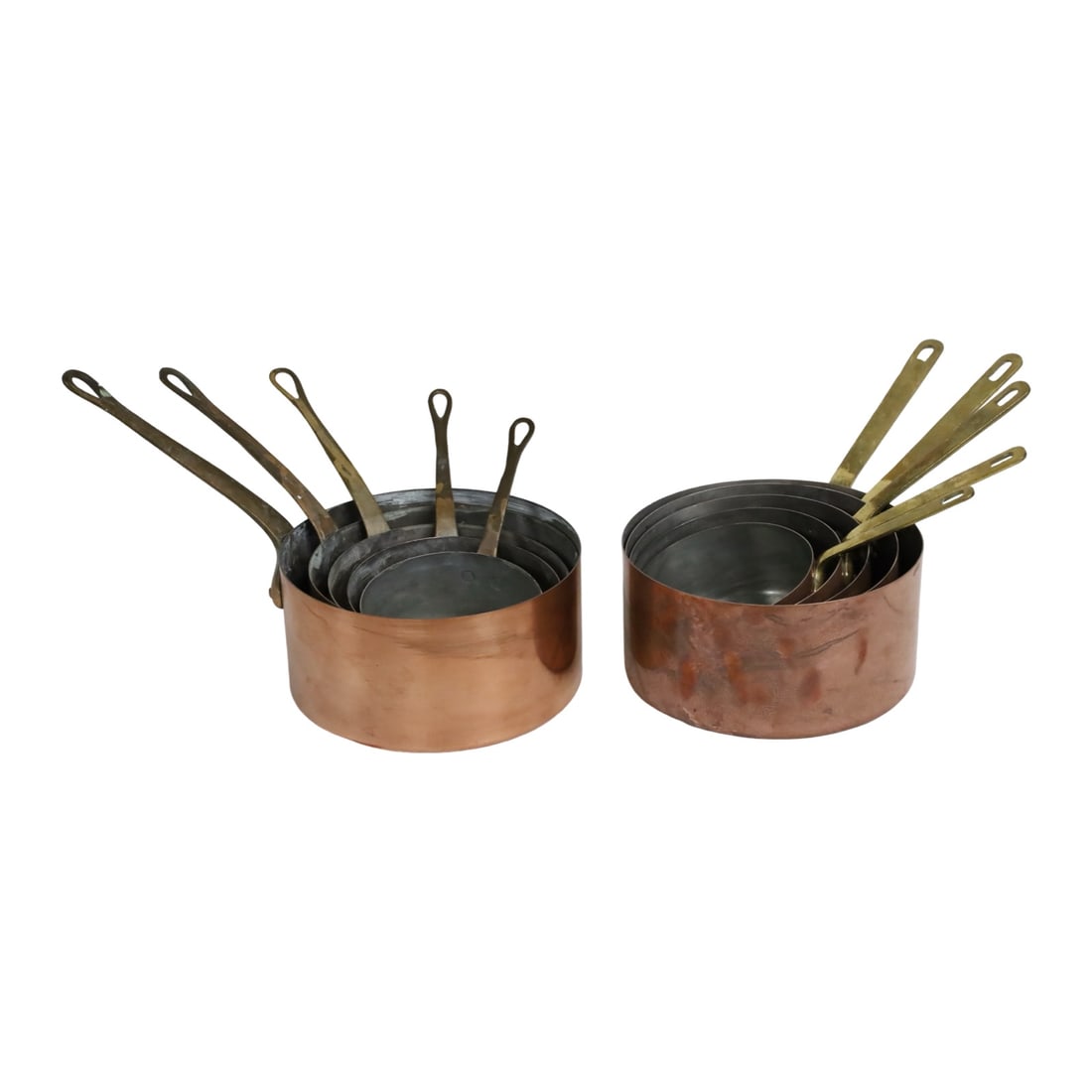 TWO 5PC GRADUATING COPPER CULINARY PANS (1 of 7)