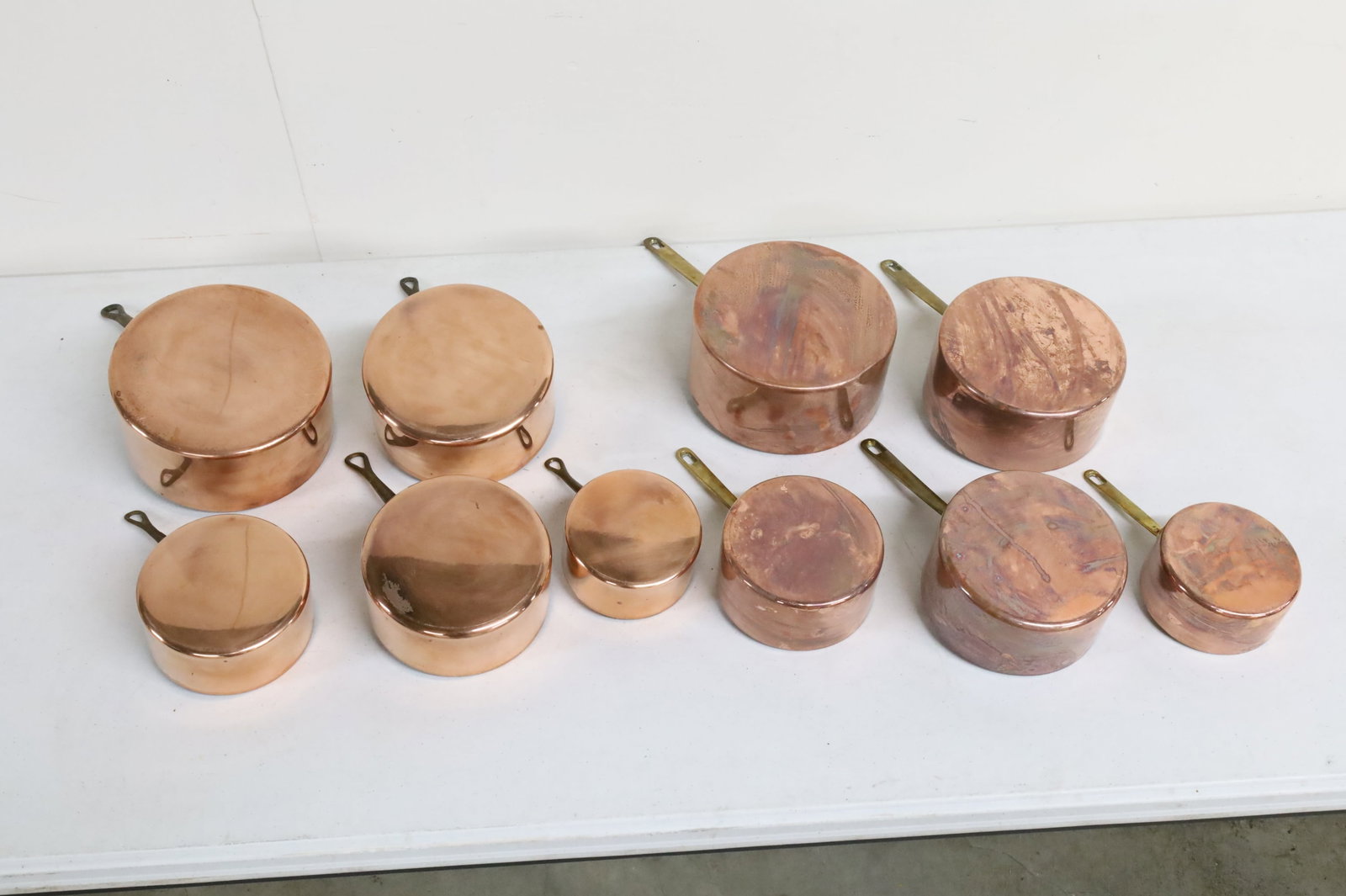 TWO 5PC GRADUATING COPPER CULINARY PANS - 3