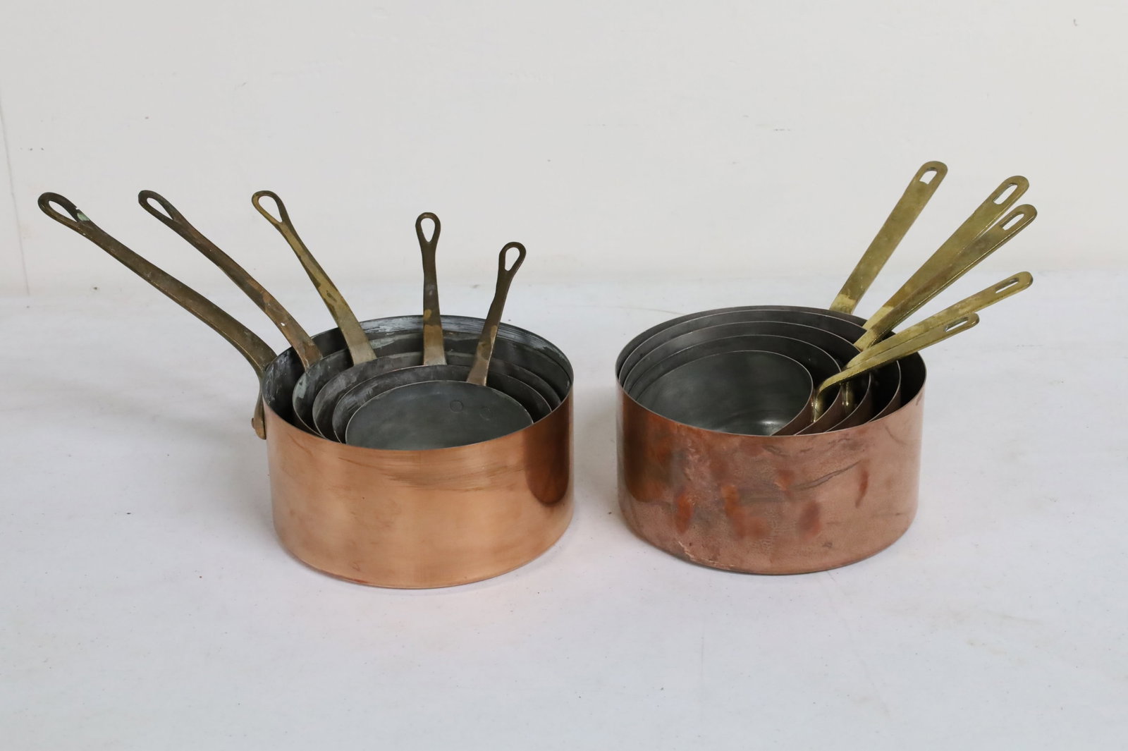 TWO 5PC GRADUATING COPPER CULINARY PANS - 4