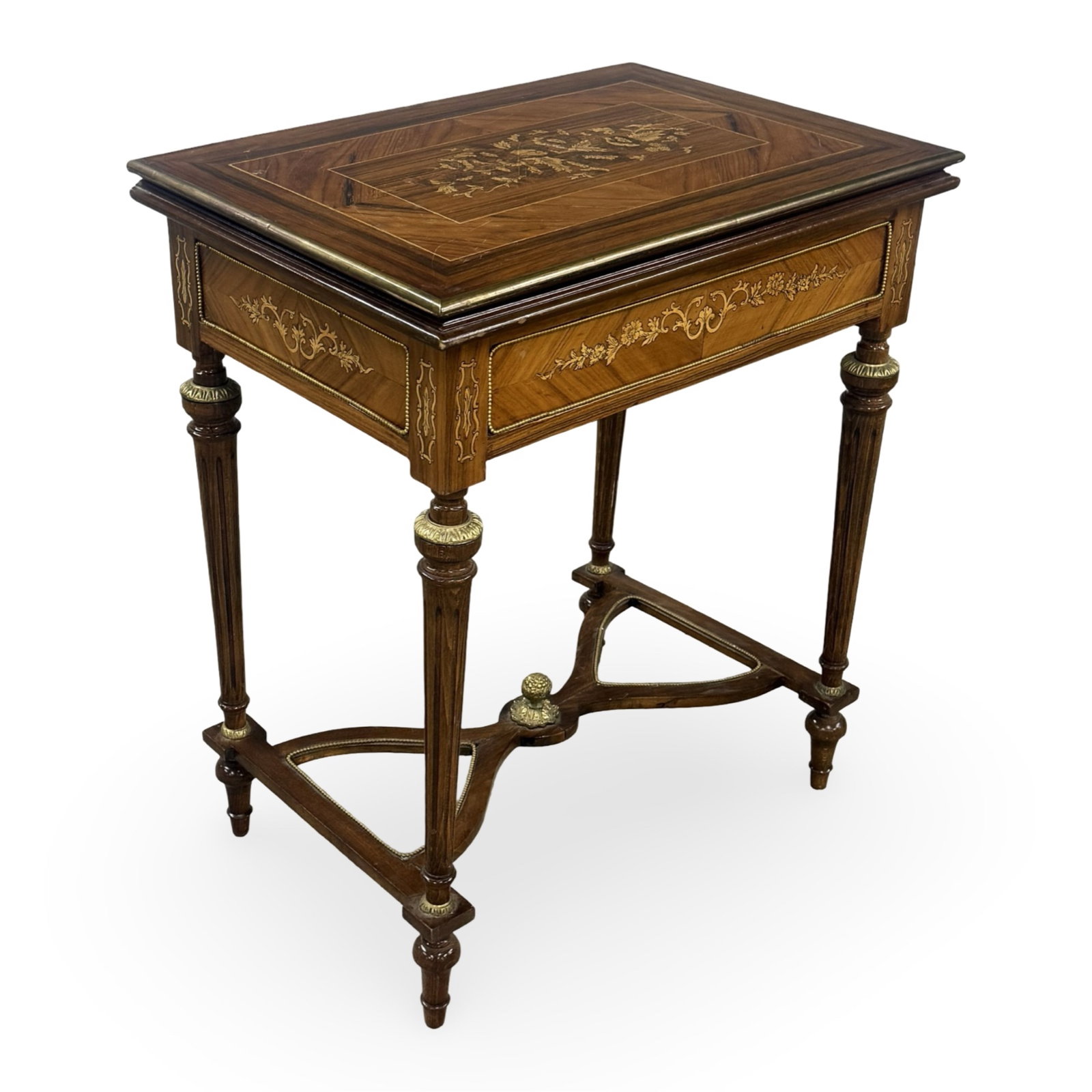 LOUIS XVI STYLE INLAID OAK GAME TABLE (1 of 8)