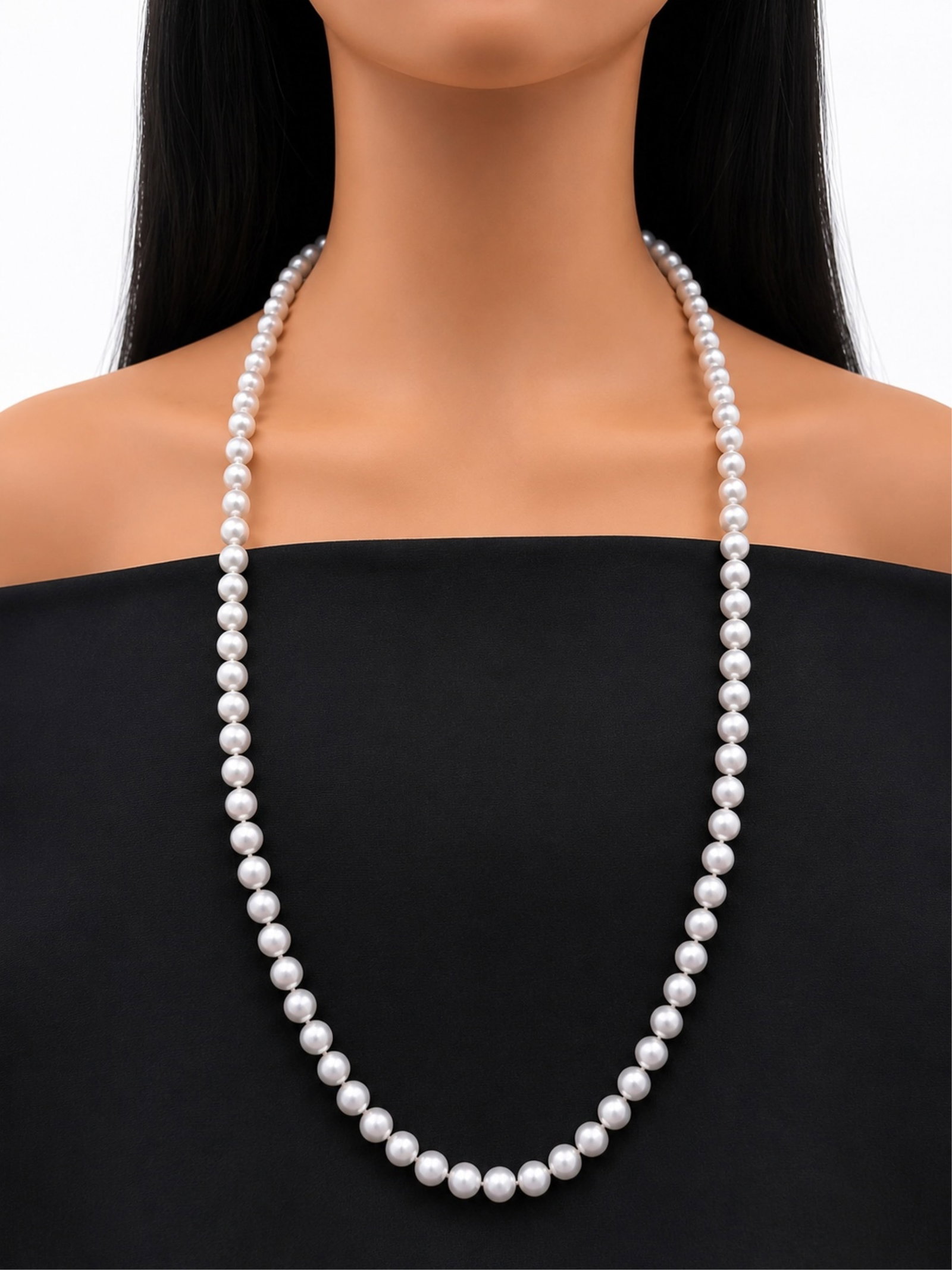 PEARL NECKLACE 35": Pearl necklace with 9mm pearls measuring approx. 35" .