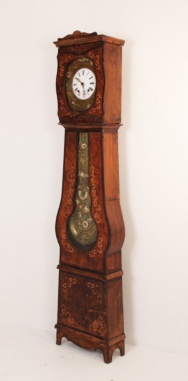 FRENCH MORBIER GRANDFATHER CLOCK: FRENCH MORBIER GRANDFATHER CLOCK; 88.25"H X 19"W X 7.25"D