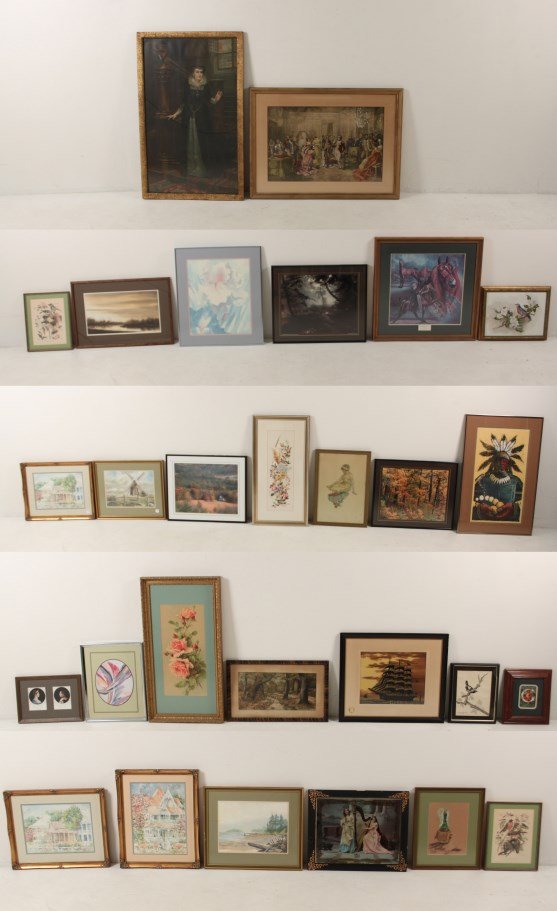 MISCELLANEOUS LOT OF 22 PIECES OF FRAMED ART: MISCELLANEOUS LOT OF 22 PIECES OF FRAMED ART