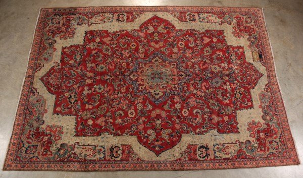 ORIENTAL RUG 7'7" X 10'7" MESHKABAD: ORIENTAL RUG 7'7" X 10'7" MESHKABAD; CONDITION: 4" X 8" PATCH