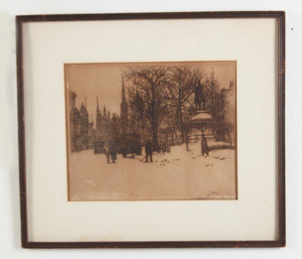 E.P. HURLEY, MISCELLANEOUS LOT OF 3 FRAMED ETCHINGS: MISCELLANEOUS LOT OF 3 FRAMED ETCHINGS BY E.P.HURLEY , SCENES OF CINCINNATI, OHIO, ALL PENCIL SIGHED ON PLATE, TWO WITH DATE 1917