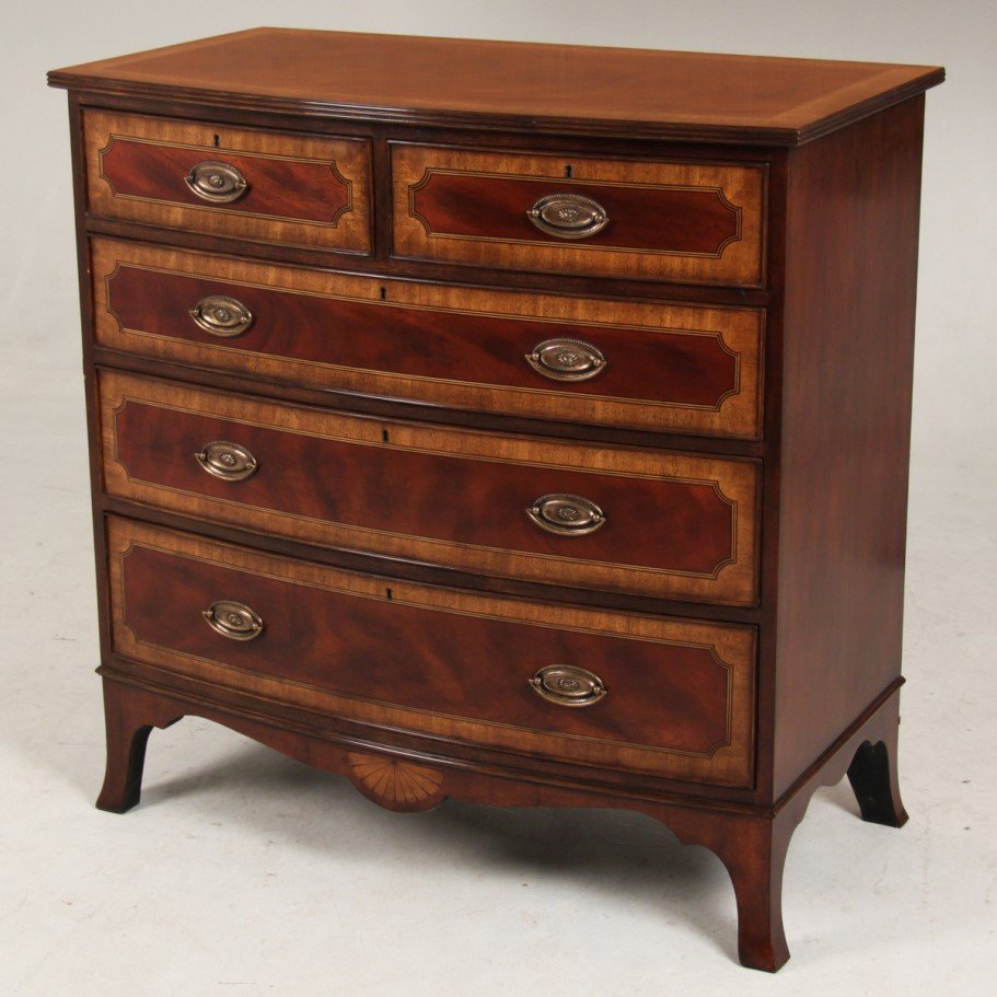 SHERATON INLAID MAHOGANY BOWFRONT CHEST (1 of 1)