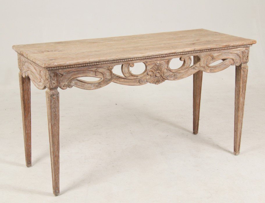 SWEDISH NEO-CLASSICAL STYLE CARVED PICKLED ASH WOOD (1 of 1)