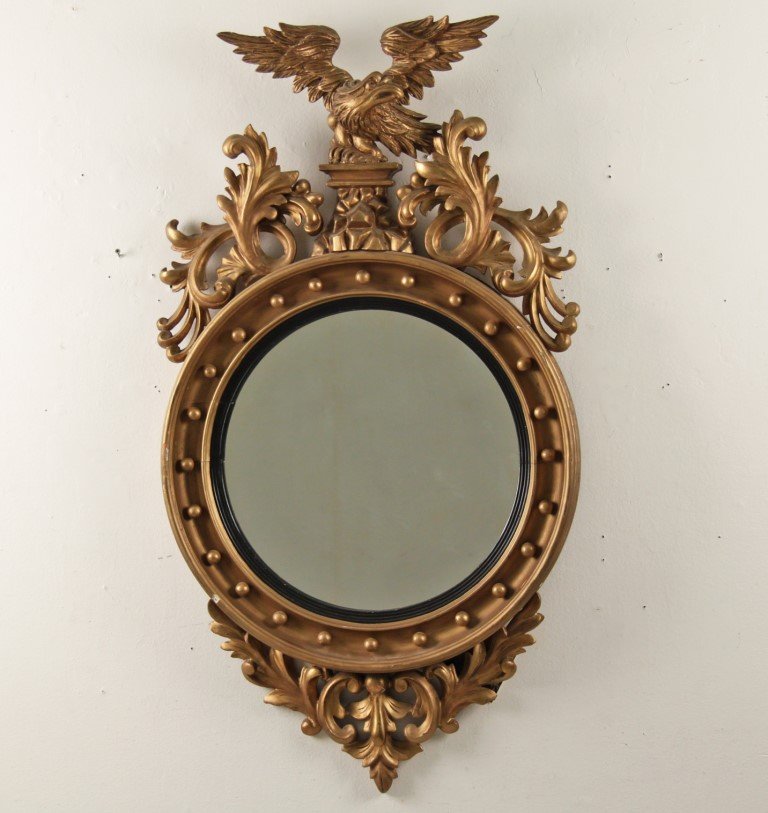 ENGLISH REGENCY STYLE CARVED GILTWOOD MIRROR (1 of 3)