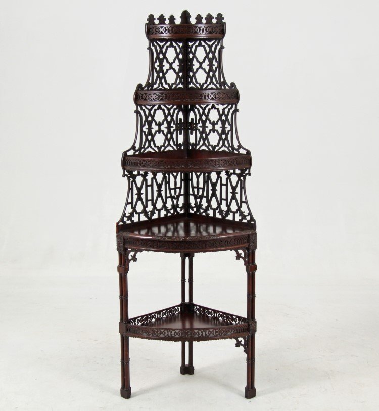 ENGLISH CHINESE CHIPPENDALE DESIGN 5 TIER WHAT-NOT (1 of 3)