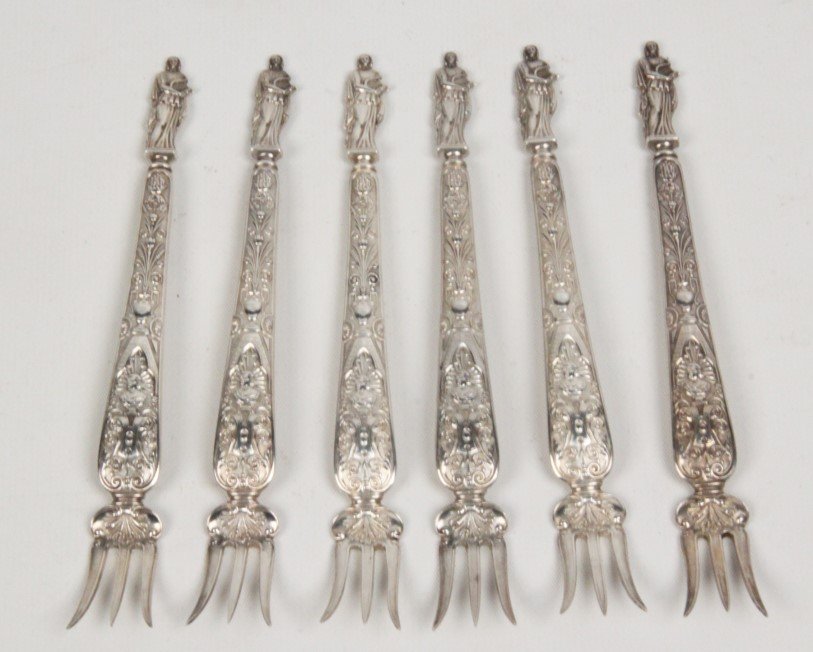 4 TROY OZS.,  SET OF 6 STERLING SILVER COCKTAIL FORKS (1 of 4)