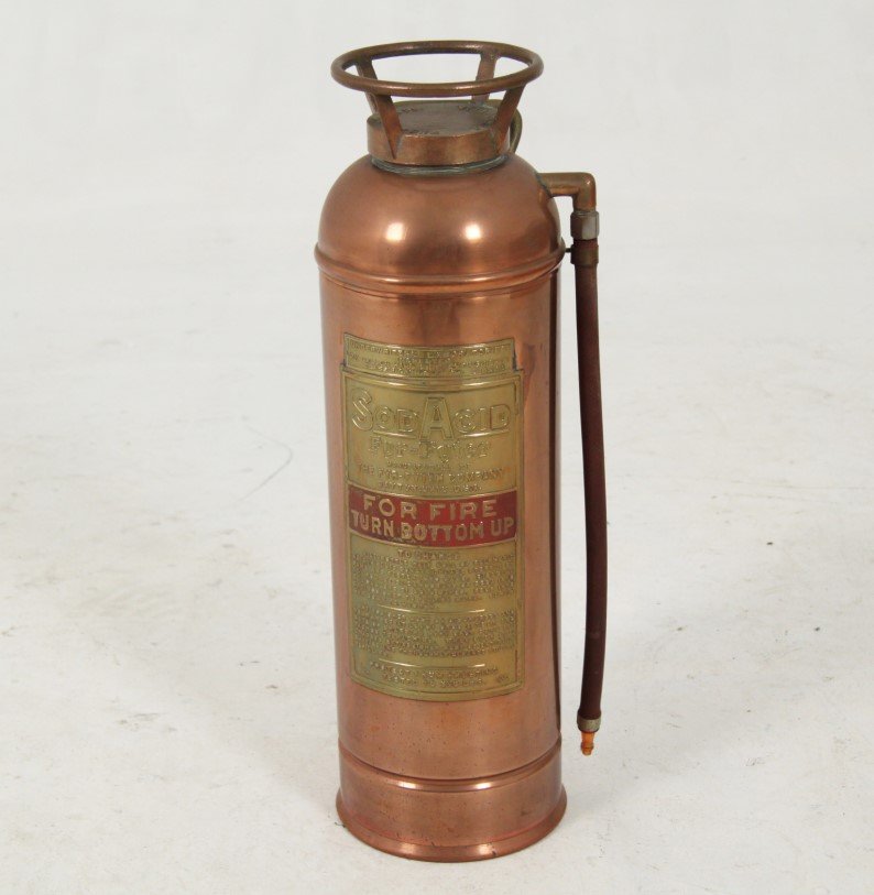 COPPER AND BRASS FIRE EXTINQUISHER: COPPER AND BRASS FIRE EXTINQUISHER; 24"H