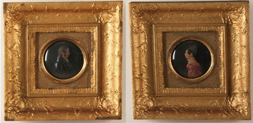 PAIR OF FRAMED OVAL WAX PORTRAIT SEALS (1 of 5)