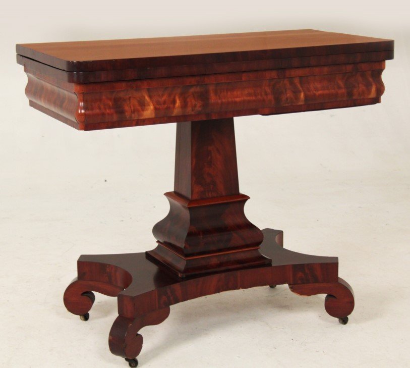 AMERICAN EMPIRE MAHOGANY CARD TABLE (1 of 2)