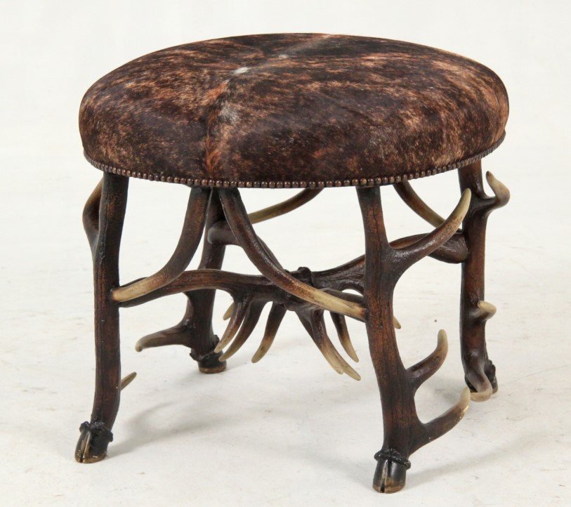 19TH C. STYLE SCOTTISH FAUX RED DEER ANTLER STOOL (1 of 2)