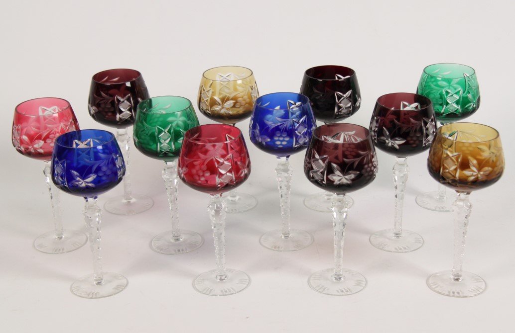 SET OF 12 BOHEMIAN CRYSTAL CHAMPAGNE GOBLETS (1 of 1)