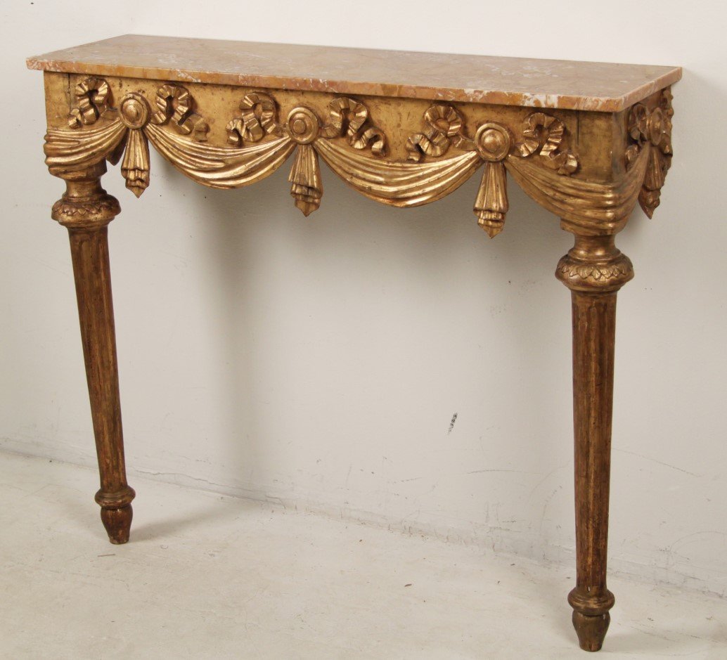 CONTINENTAL CARVED GILTWOOD CONSOLE TABLE (1 of 3)