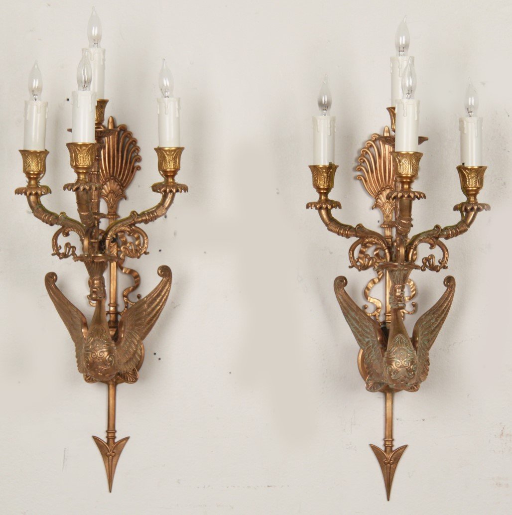 PAIR OF SHERLE WAGNER 4 LIGHT WALL SCONCES (1 of 3)