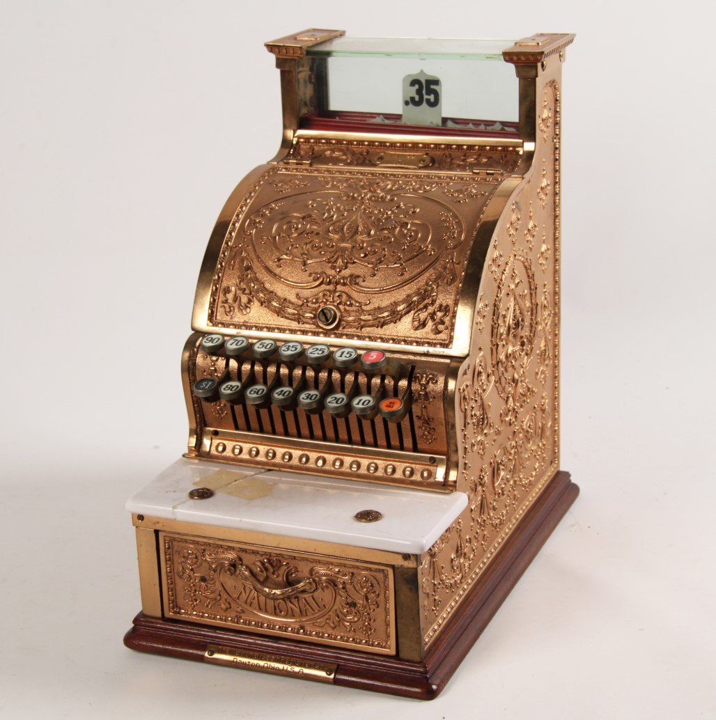 SMALL "BARBER SHOP" POLISHED BRONZE NATIONAL CASH (1 of 3)