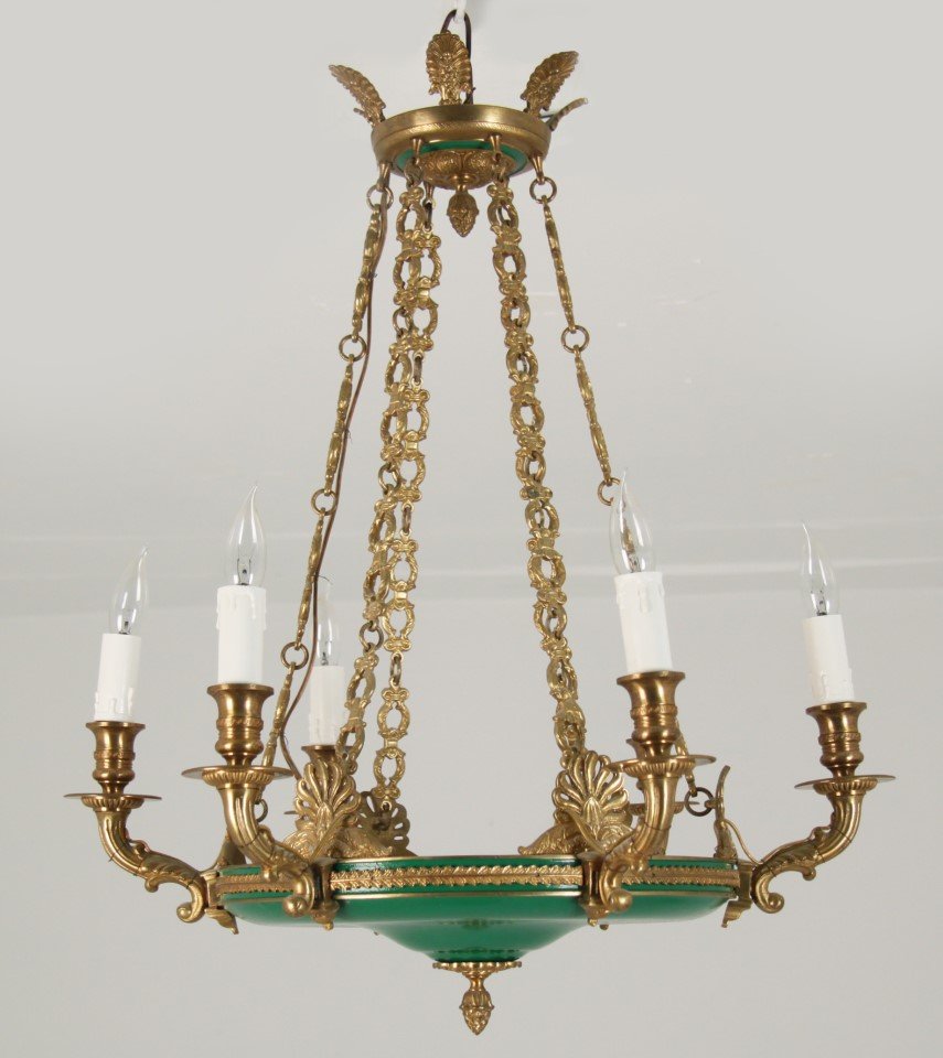 SHERLE WAGNER, FRENCH EMPIRE 6 LIGHT CHANDELIER (1 of 2)
