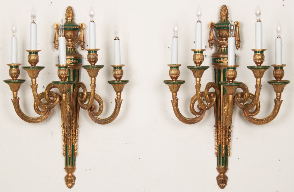 SHERLE WAGNER, PAIR OF 5 LIGHT SCONCES (1 of 1)