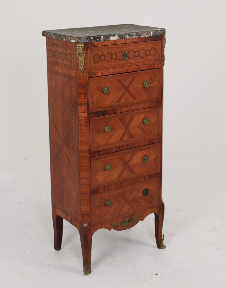 LOUIS XV STYLE BRONZE MOUNTED MARBLE TOP COMMODE (1 of 1)