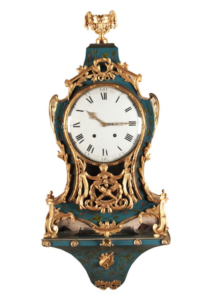 LARGE FRENCH PAINTED AND GILT METAL CLOCK (1 of 1)