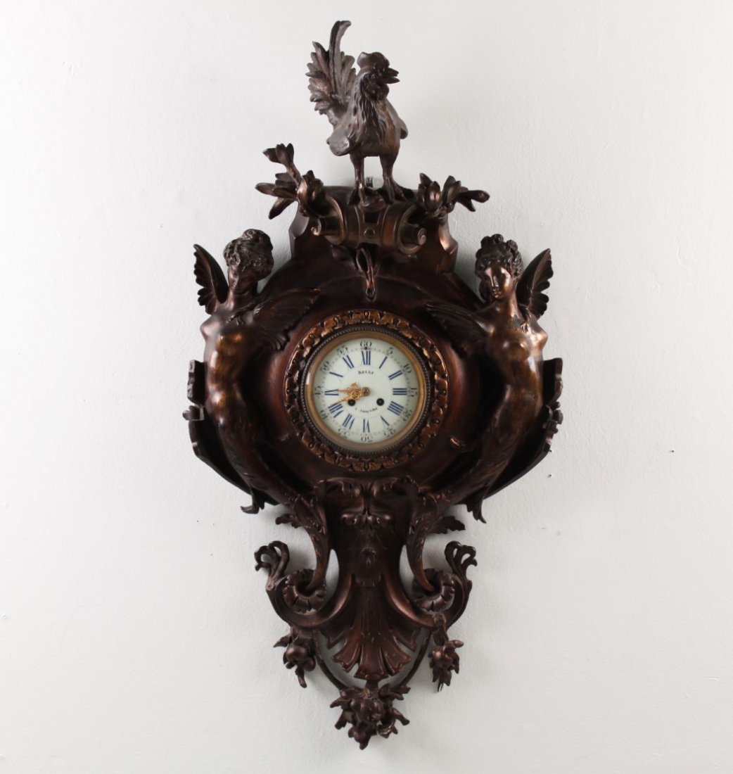 FRENCH CARVED GILT WOOD AND GESSO CARTEL CLOCK (1 of 1)