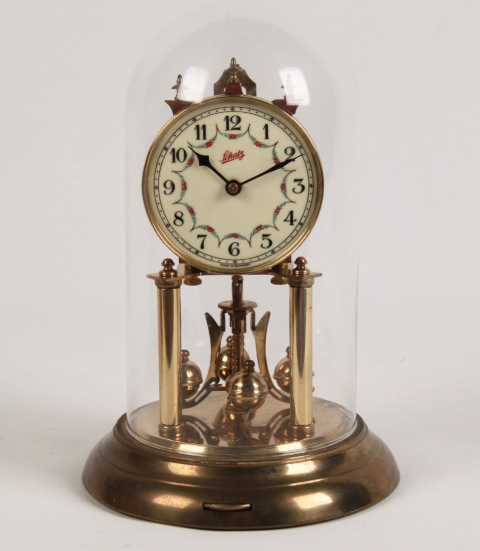 BRASS 400 DAY ANNIVERSARY CLOCK WITH GLASS DOME (1 of 3)