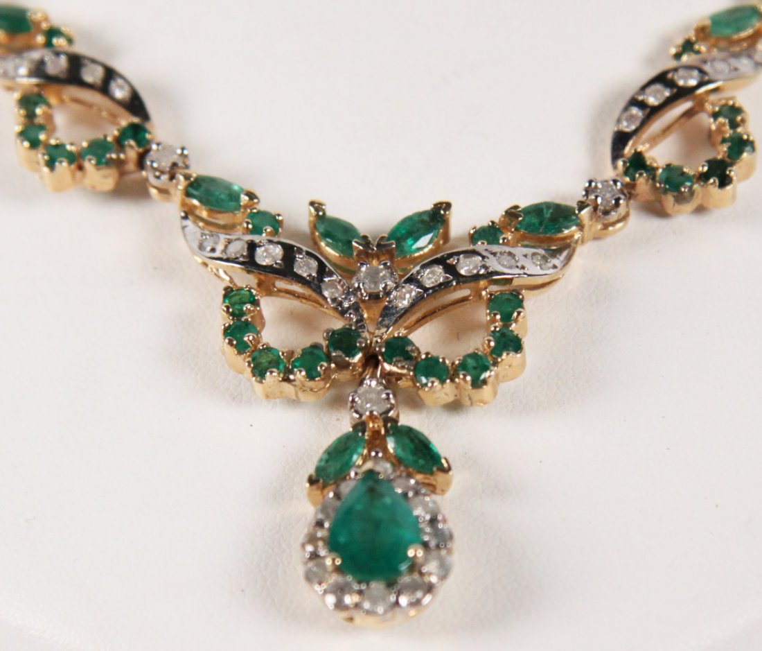 LADY'S 14K YELLOW GOLD EMERALD AND DIAMOND NECKLACE (1 of 3)