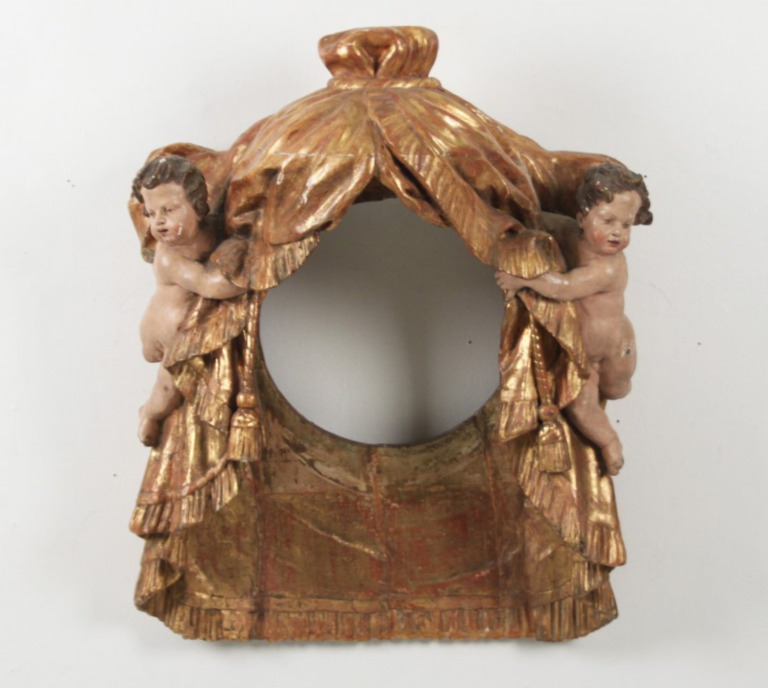 18TH C. CARVED POLYCHROME AND GILTWOOD TABERNACLE (1 of 3)
