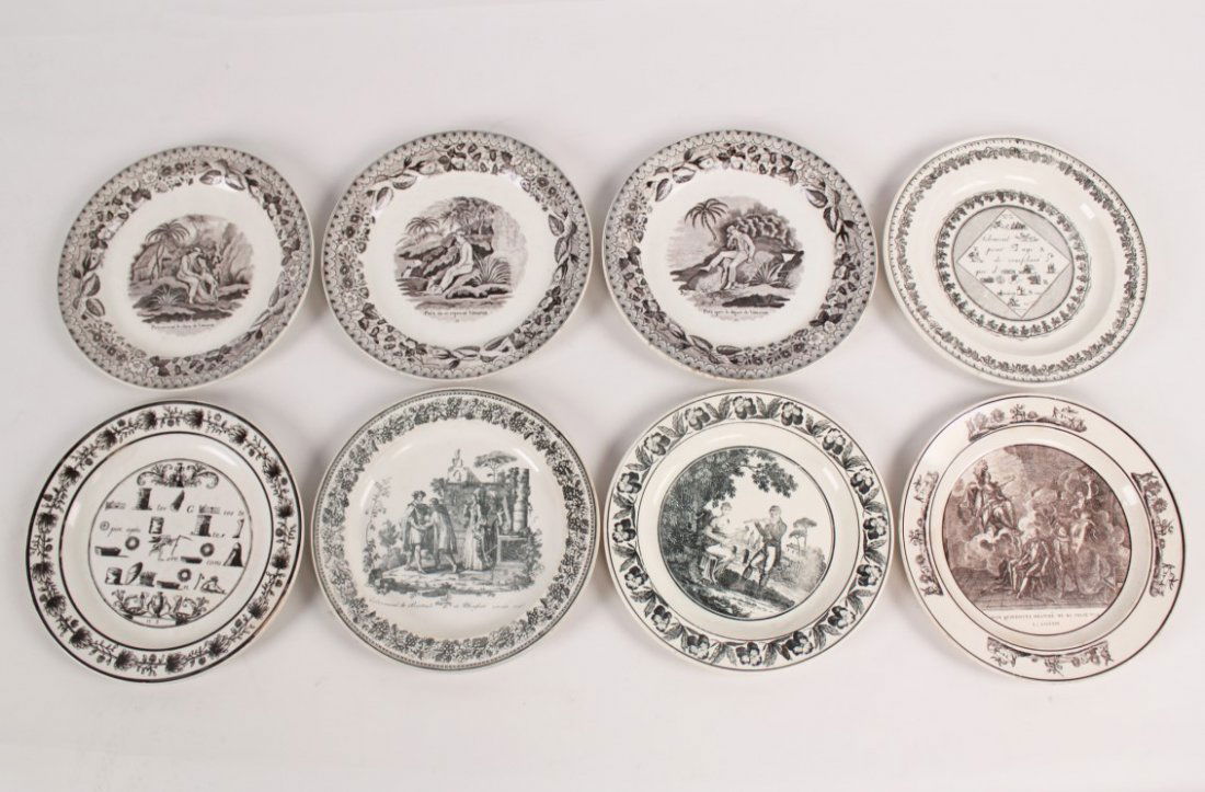 GROUP OF 8 FRENCH CREAMWARE PLATES (1 of 1)