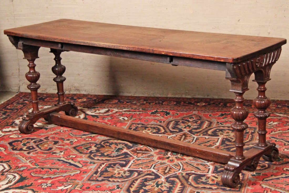 19TH C. FRENCH CARVED OAK CONSOLE TABLE (1 of 2)
