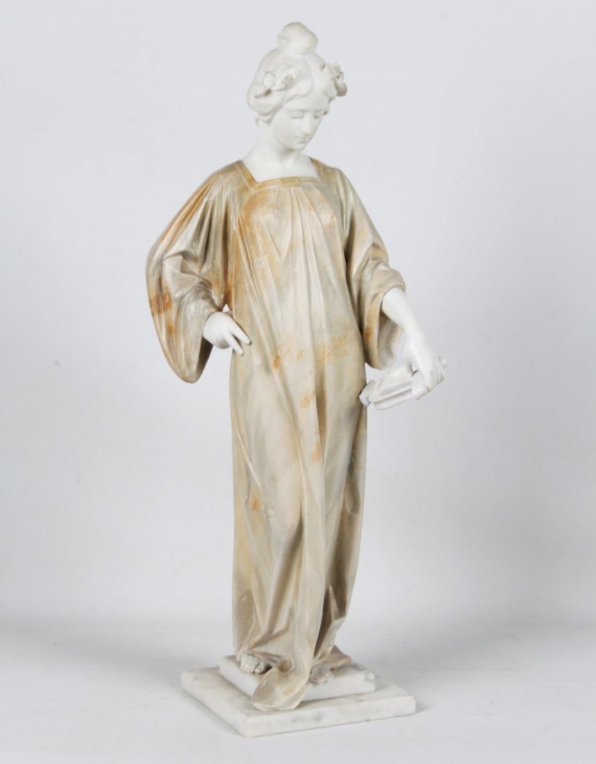CLASSICAL MARBLE FIGURE OF WOMAN HOLDING LYRE (1 of 2)