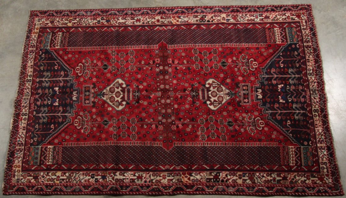 ORIENTAL RUG 5'8" X 9' QASHGHI: ORIENTAL RUG 5'8" X 9' QASHGHI