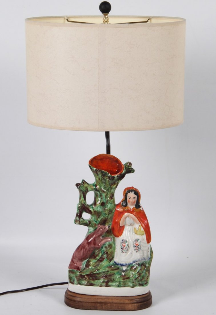 ENGLISH STAFFORDSHIRE FIGURAL SPILL VASE, 19TH C. (1 of 2)