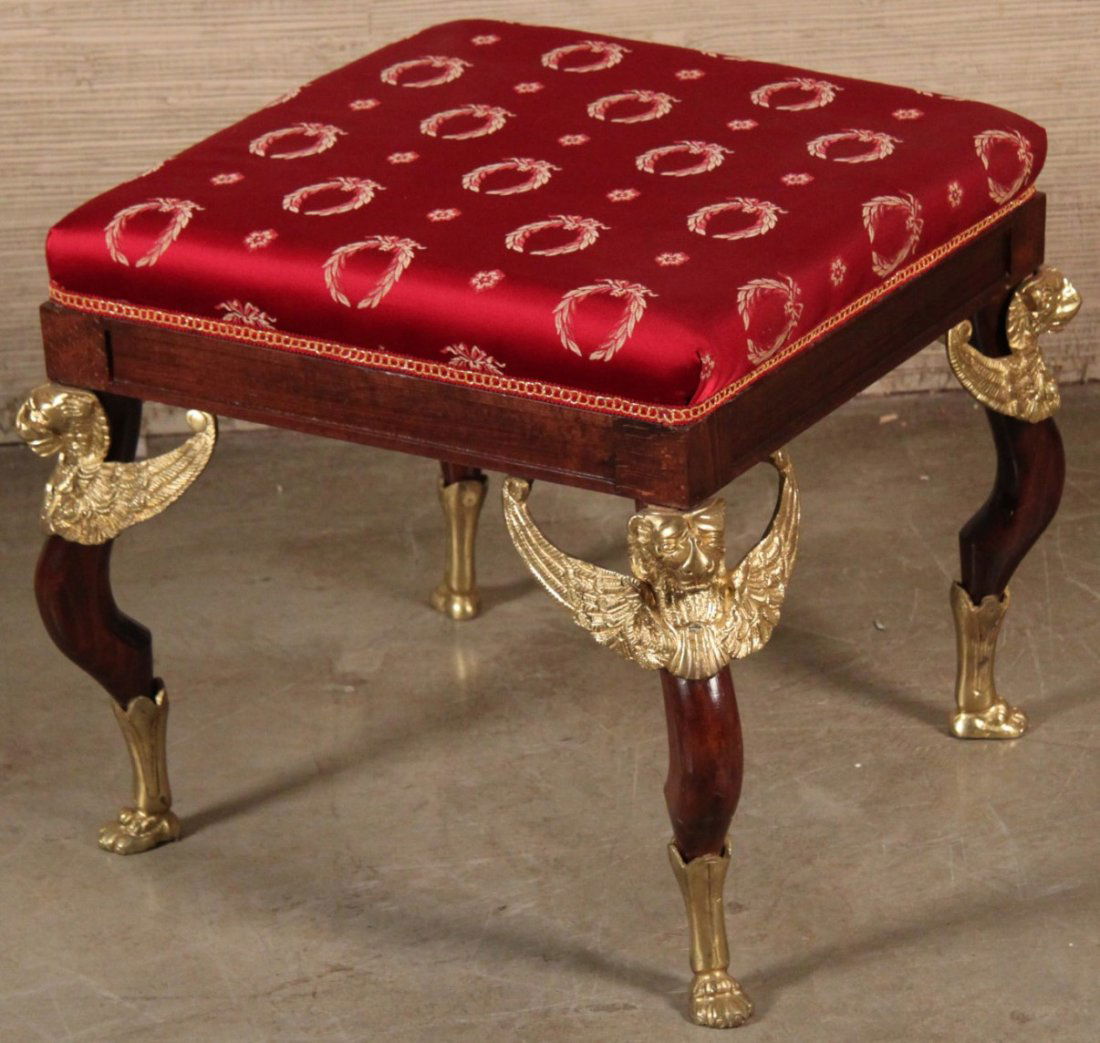 FRENCH EMPIRE STYLE GILT BRONZE MOUNTED STOOL (1 of 1)