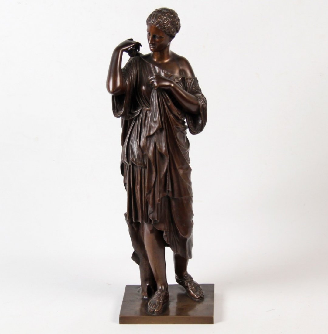 CLASSICAL BRONZE STATUE OF YOUNG WOMAN WITH FOUNDRY (1 of 5)