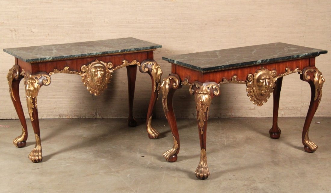 PAIR OF IRISH CHIPPENDALE STYLE MAHOGANY MARBLE TOP (1 of 2)