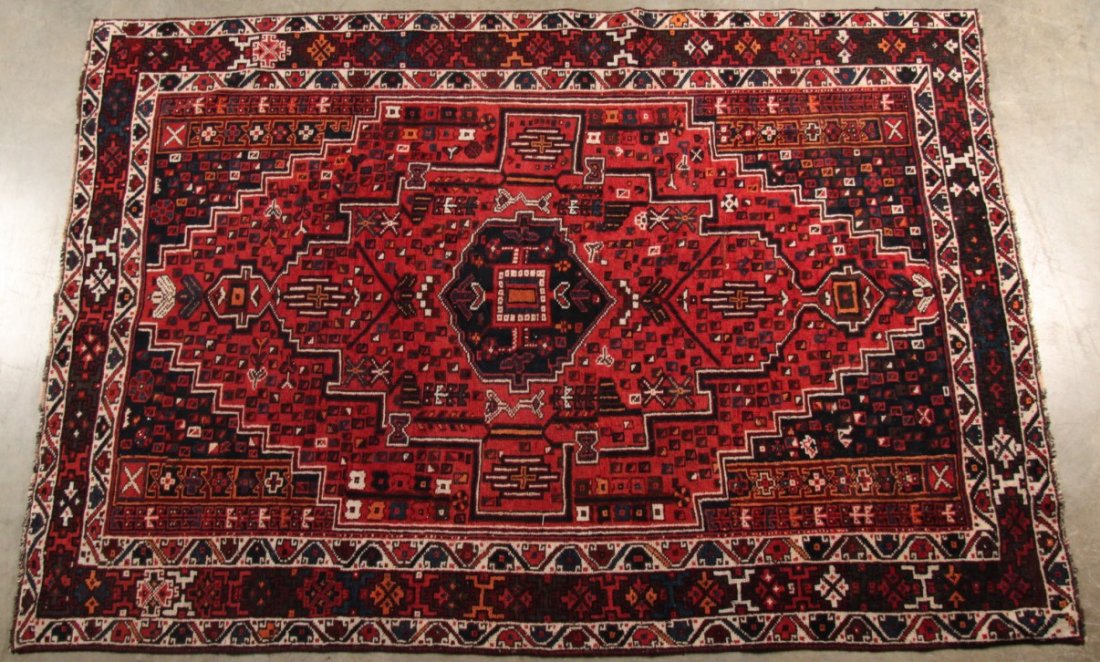 ORIENTAL RUG 6'4" X 9'4" SHIRAZ: ORIENTAL RUG 6'4" X 9'4" SHIRAZ