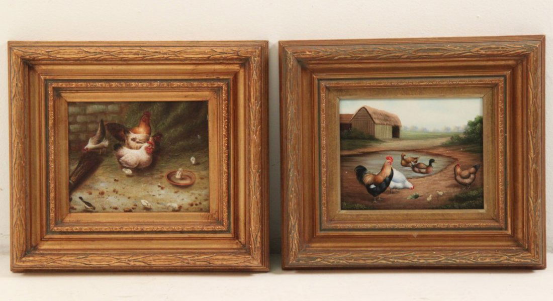 PAIR OF DECORATIVE FRAMED OIL ON CANVAS PAINTINGS (1 of 1)