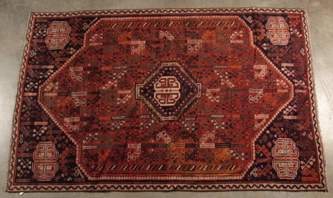 ORIENTAL RUG 5'5" X 8'6" SHIRAZ: ORIENTAL RUG 5'5" X 8'6" SHIRAZ