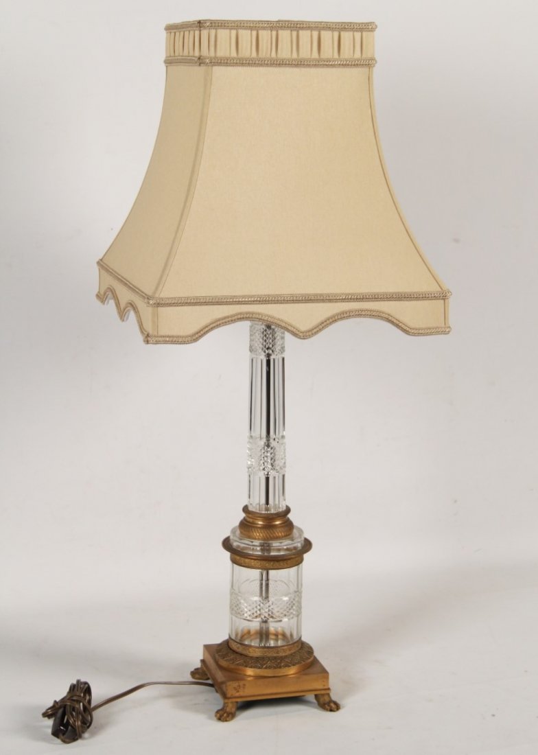 FRENCH DORE BRONZE AND CRYSTAL COLUMN LAMP (1 of 2)