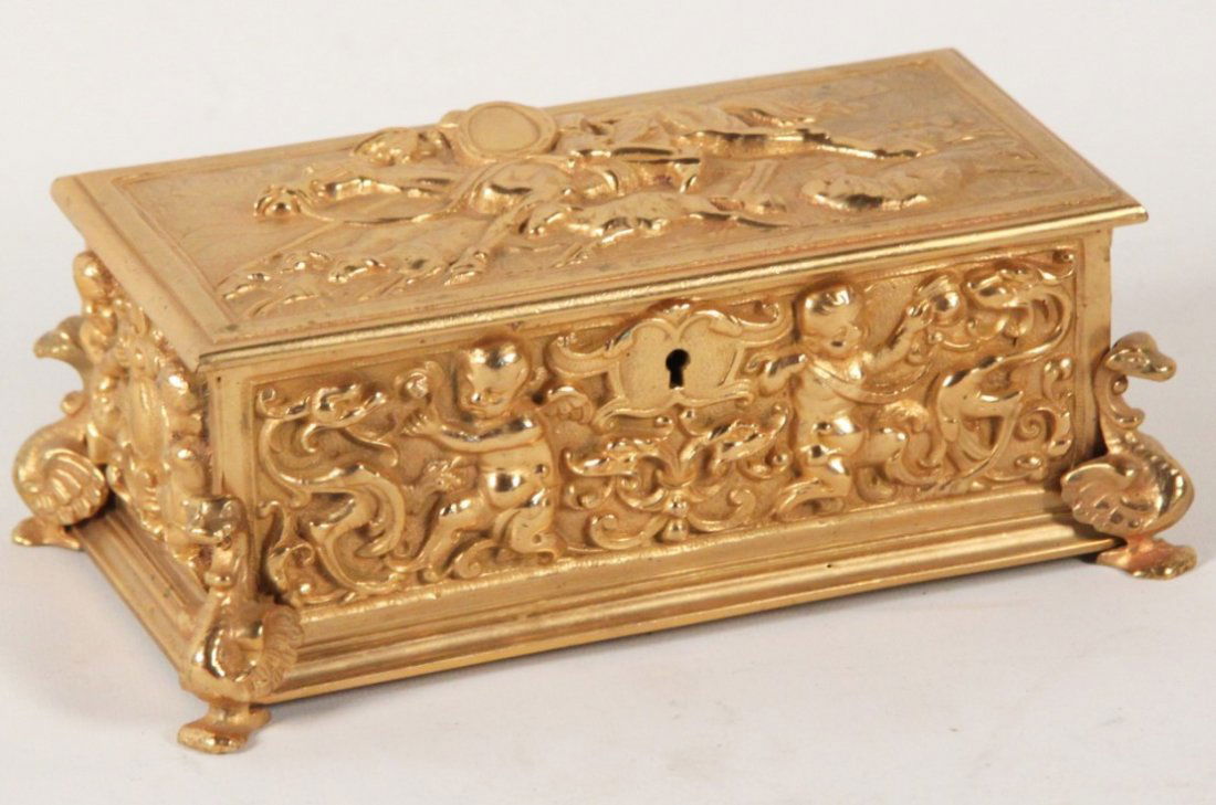 19TH C. FRENCH DORE BRONZE HINGED CASKET (1 of 4)