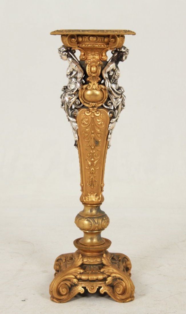 FRENCH GILT AND SILVER METAL PEDESTAL (1 of 4)