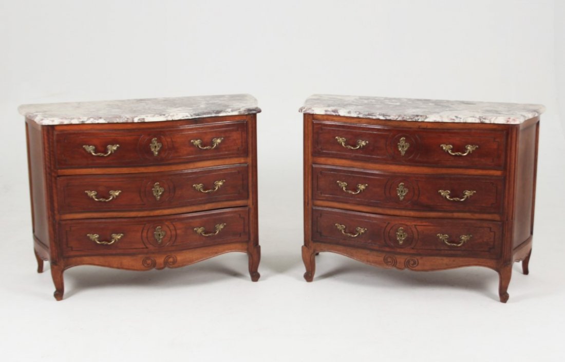 PAIR OF LOUIS XV PROVINCIAL CARVED WALNUT SERPENTINE (1 of 2)